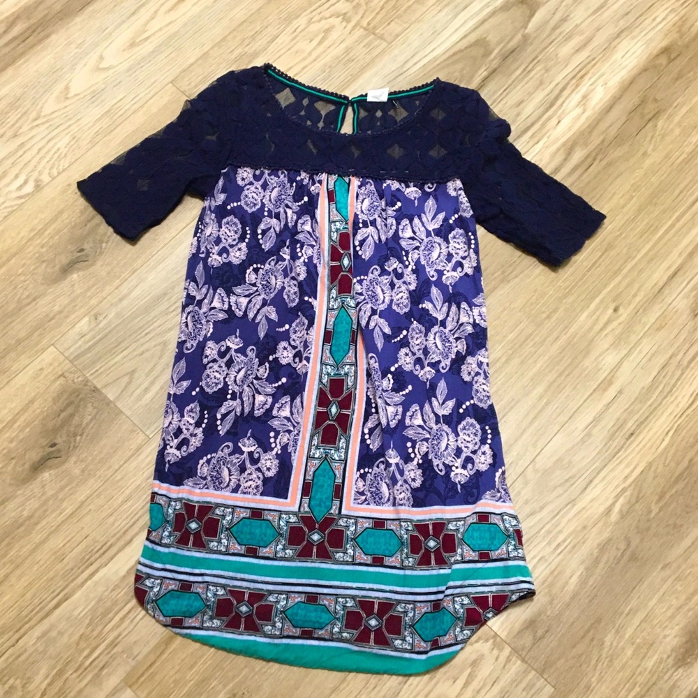 Akemi & Kin Anthro Maite Navy Lace Tunic Small